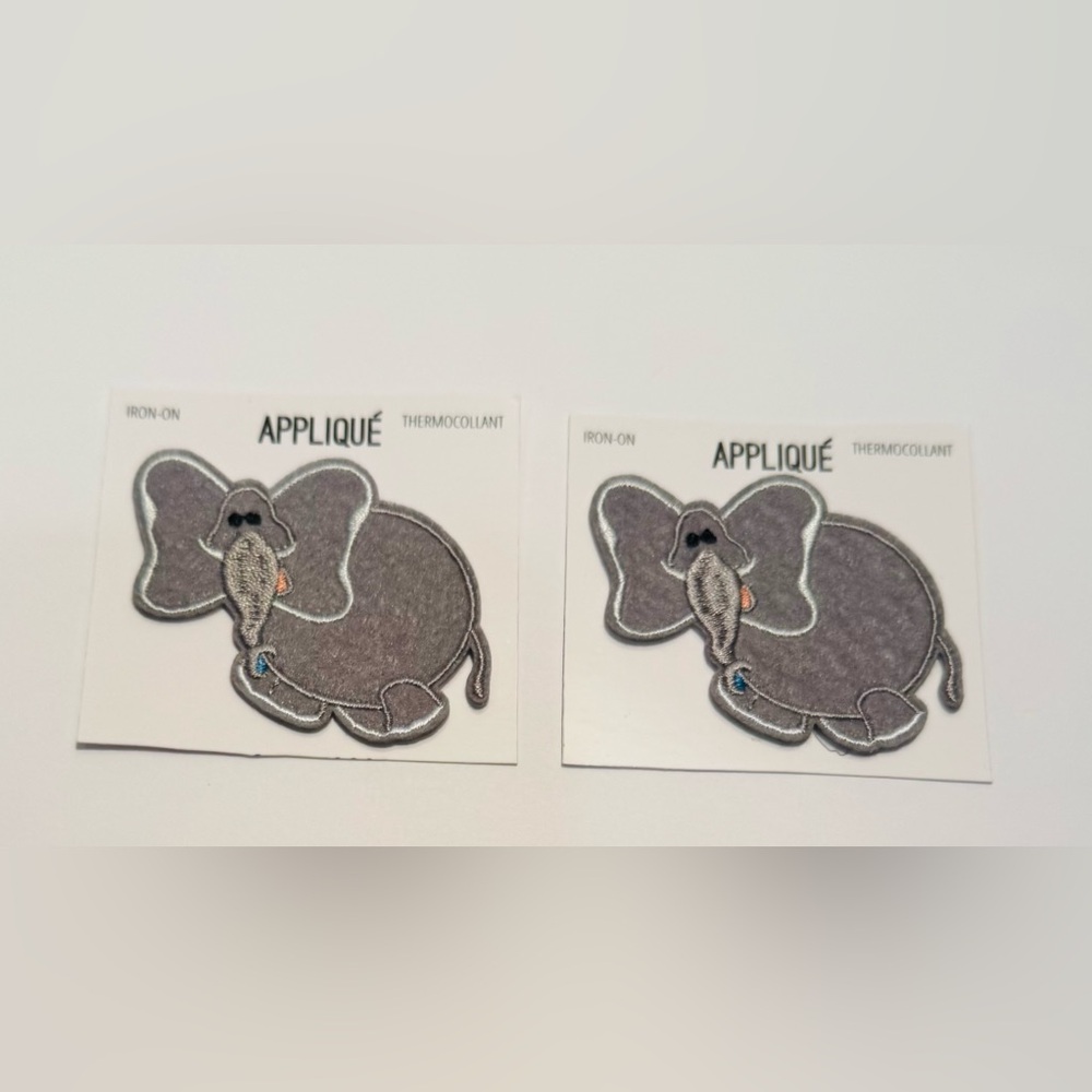 Elephant Iron-On Appliqué Patch Set Of 2 NWT